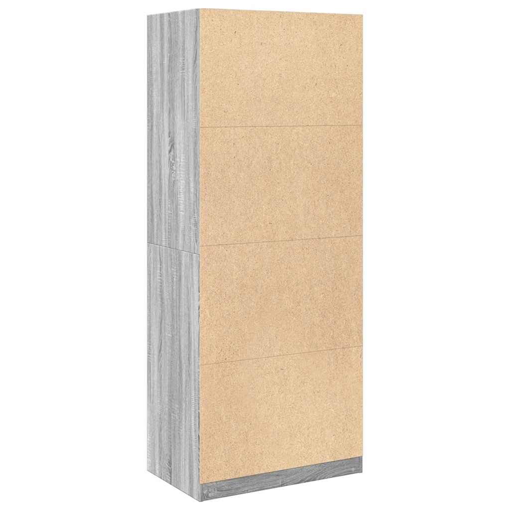 Kledingkast 80x50x200 cm bewerkt hout grijs sonoma eikenkleur is nu te koop bij PeponiXL, paradijselijk wonen!