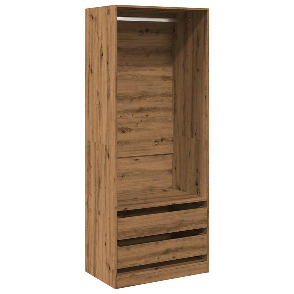 Kledingkast 80x50x200 cm bewerkt hout artisanaal eikenkleur is nu te koop bij PeponiXL, paradijselijk wonen!