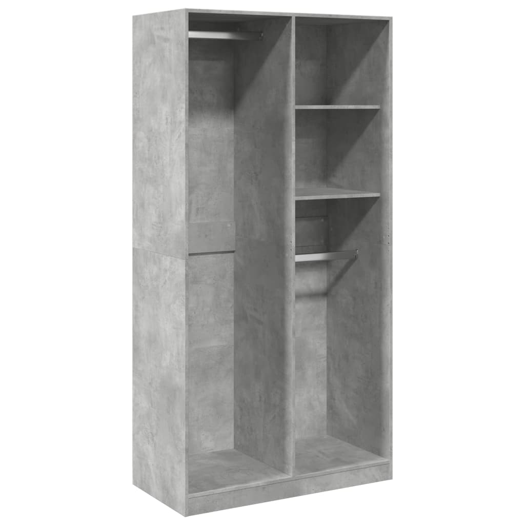 Kledingkast 100x50x200 cm bewerkt hout betongrijs is nu te koop bij PeponiXL, paradijselijk wonen!