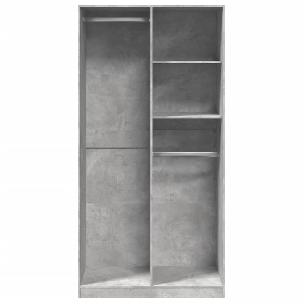 Kledingkast 100x50x200 cm bewerkt hout betongrijs is nu te koop bij PeponiXL, paradijselijk wonen!