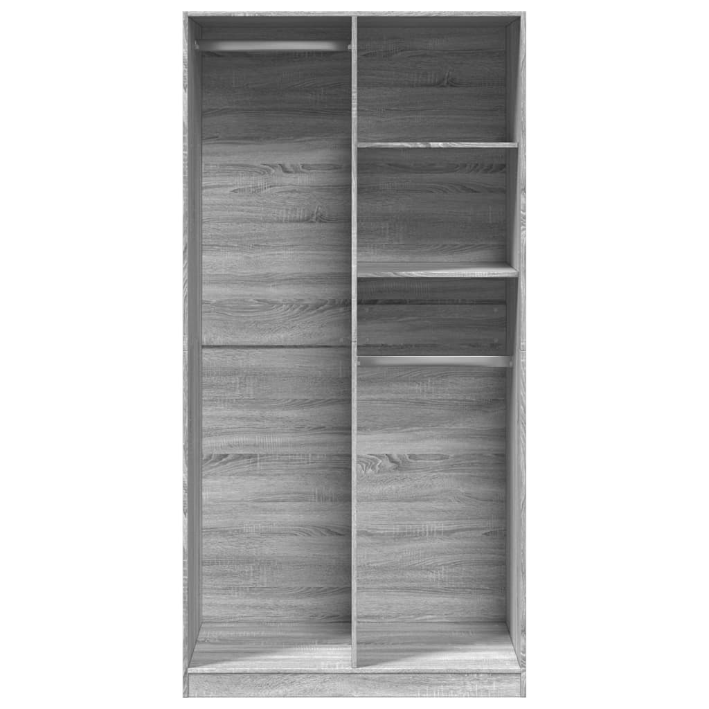 Kledingkast 100x50x200 cm bewerkt hout grijs sonoma eikenkleur is nu te koop bij PeponiXL, paradijselijk wonen!