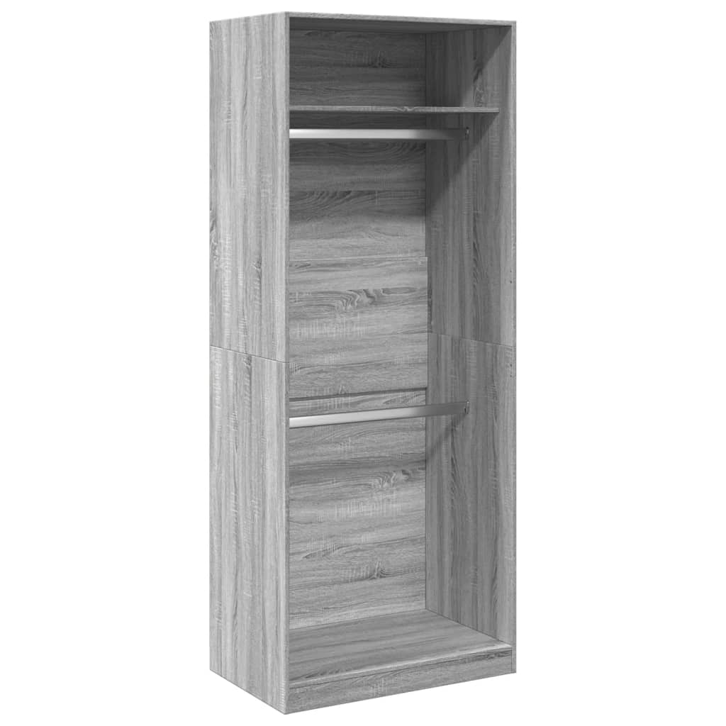 Kledingkast 80x50x200 cm bewerkt hout grijs sonoma eikenkleur is nu te koop bij PeponiXL, paradijselijk wonen!