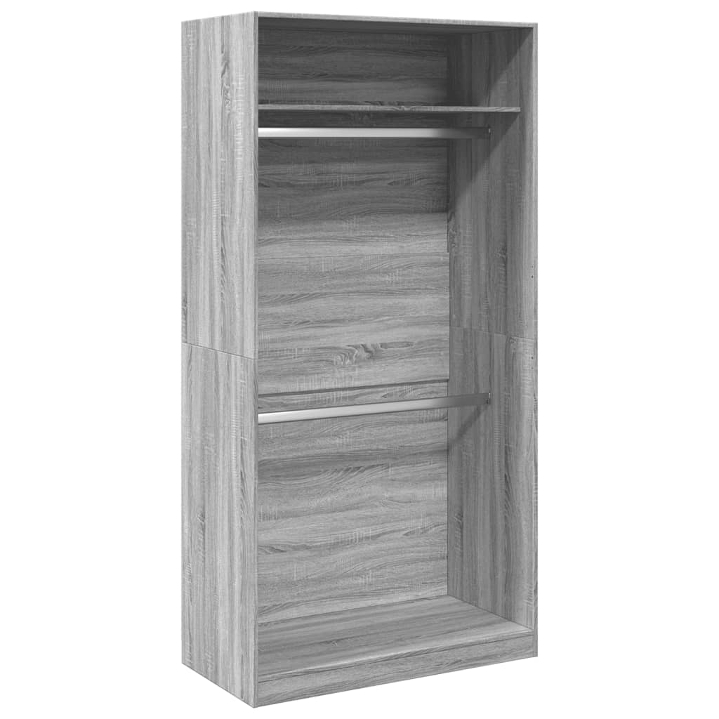 Kledingkast 100x50x200 cm bewerkt hout grijs sonoma eikenkleur is nu te koop bij PeponiXL, paradijselijk wonen!