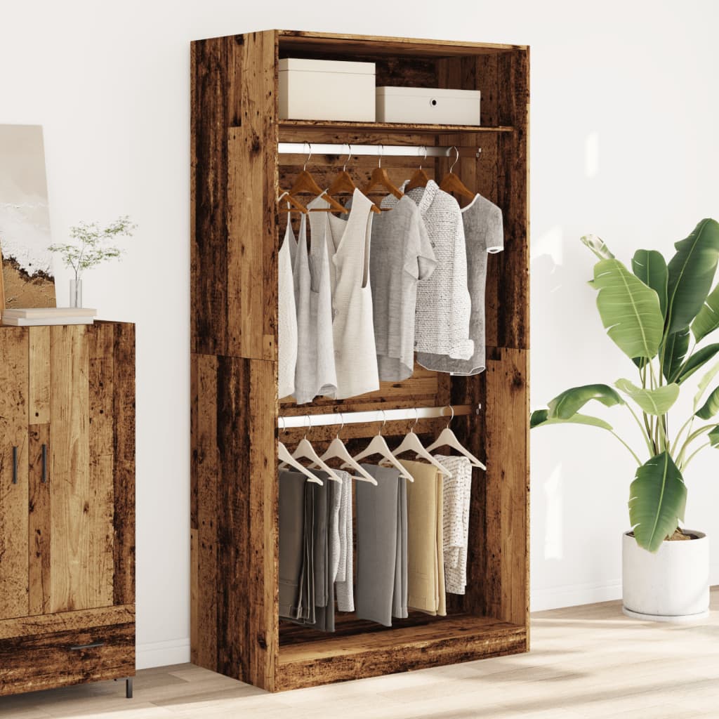 Kledingkast 100x50x200 cm bewerkt hout oud hout is nu te koop bij PeponiXL, paradijselijk wonen!