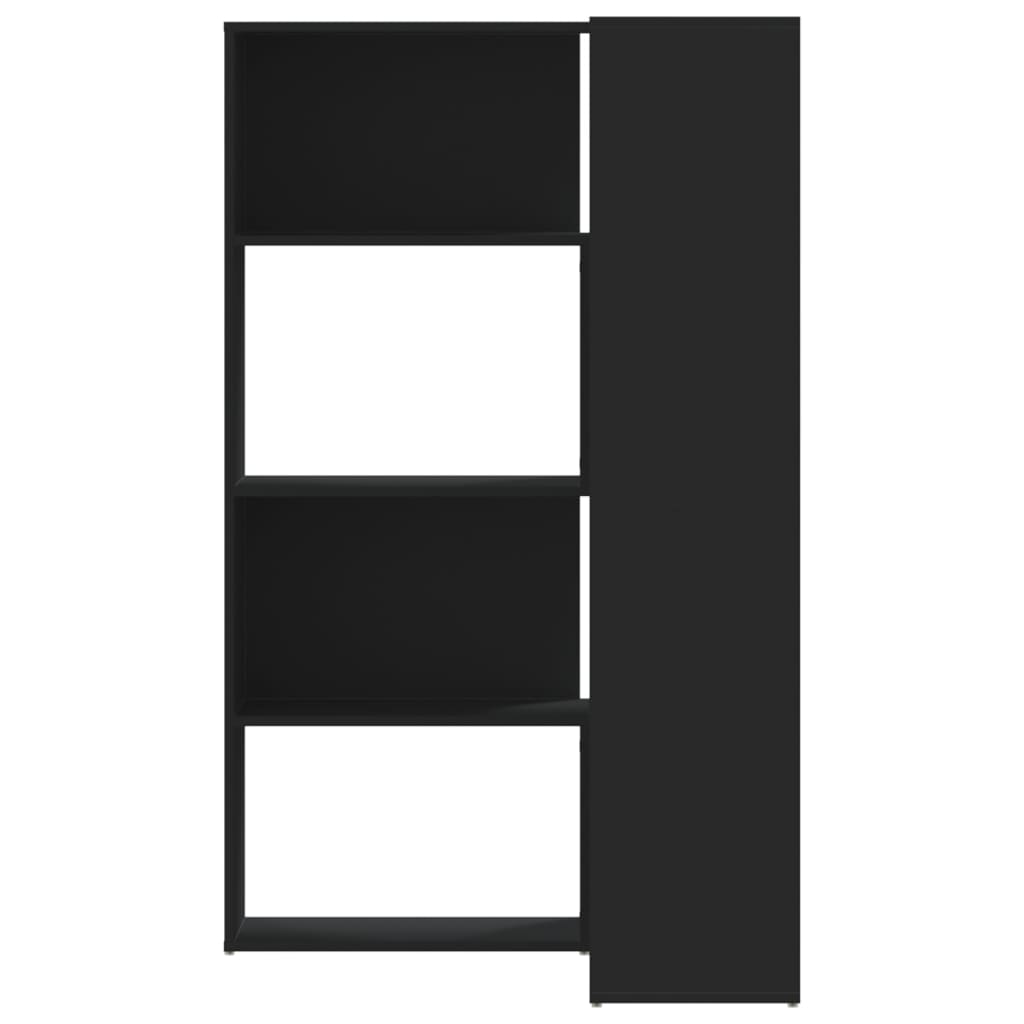 Boekenkast 4-laags hoek 85x85x140 cm bewerkt hout zwart is nu te koop bij PeponiXL, paradijselijk wonen!