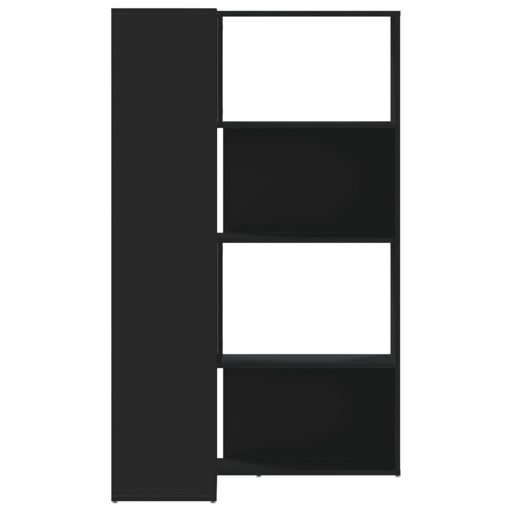 Boekenkast 4-laags hoek 85x85x140 cm bewerkt hout zwart is nu te koop bij PeponiXL, paradijselijk wonen!