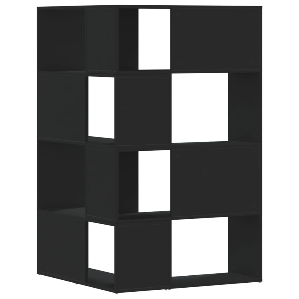 Boekenkast 4-laags hoek 85x85x140 cm bewerkt hout zwart is nu te koop bij PeponiXL, paradijselijk wonen!