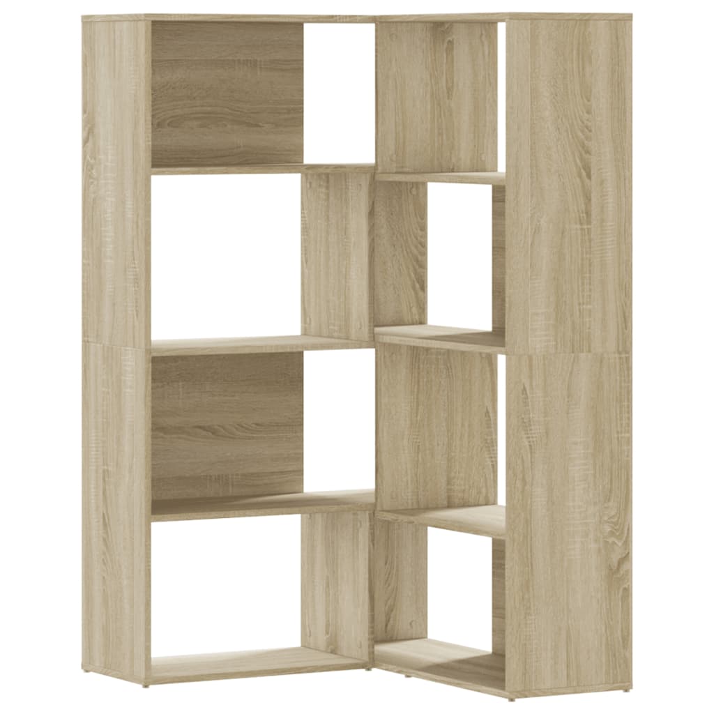 Boekenkast 4-laags hoek 85x85x140 cm bewerkt hout sonoma eiken is nu te koop bij PeponiXL, paradijselijk wonen!