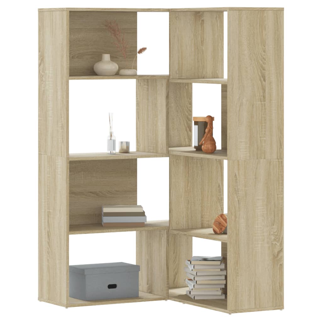 Boekenkast 4-laags hoek 85x85x140 cm bewerkt hout sonoma eiken is nu te koop bij PeponiXL, paradijselijk wonen!