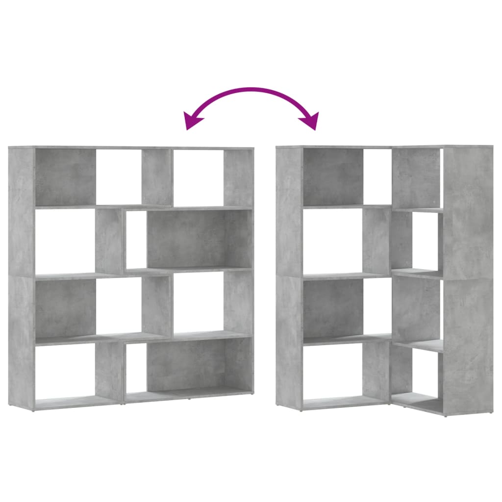 Boekenkast 4-laags hoek 85x85x140 cm bewerkt hout betongrijs is nu te koop bij PeponiXL, paradijselijk wonen!