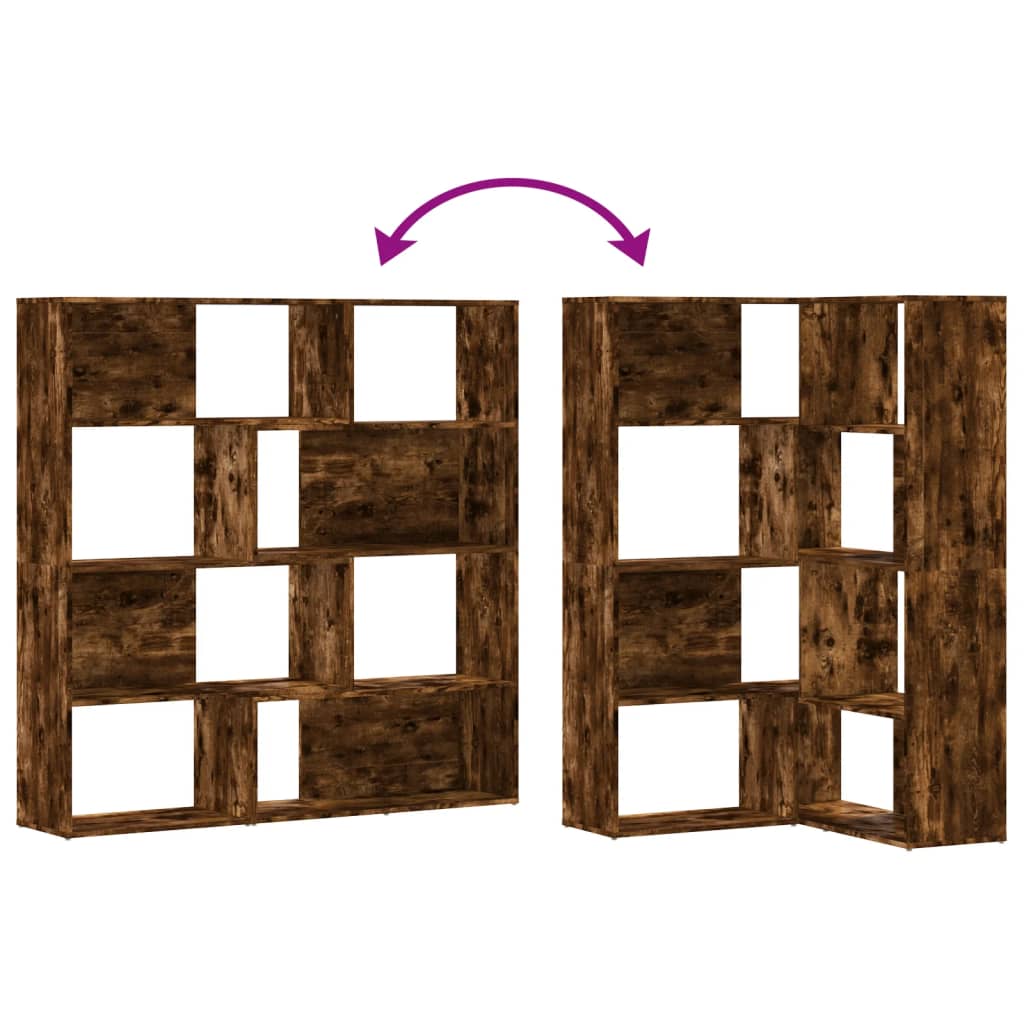 Boekenkast 4-laags hoek 85x85x140 cm bewerkt hout gerookt eiken is nu te koop bij PeponiXL, paradijselijk wonen!