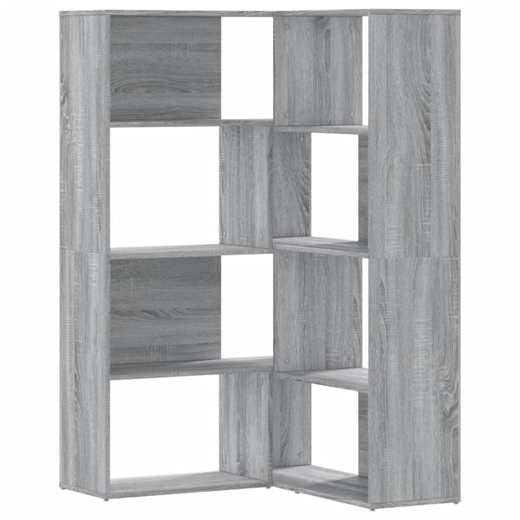 Boekenkast 4-laags hoek 85x85x140 cm bewerkt hout grijs sonoma is nu te koop bij PeponiXL, paradijselijk wonen!
