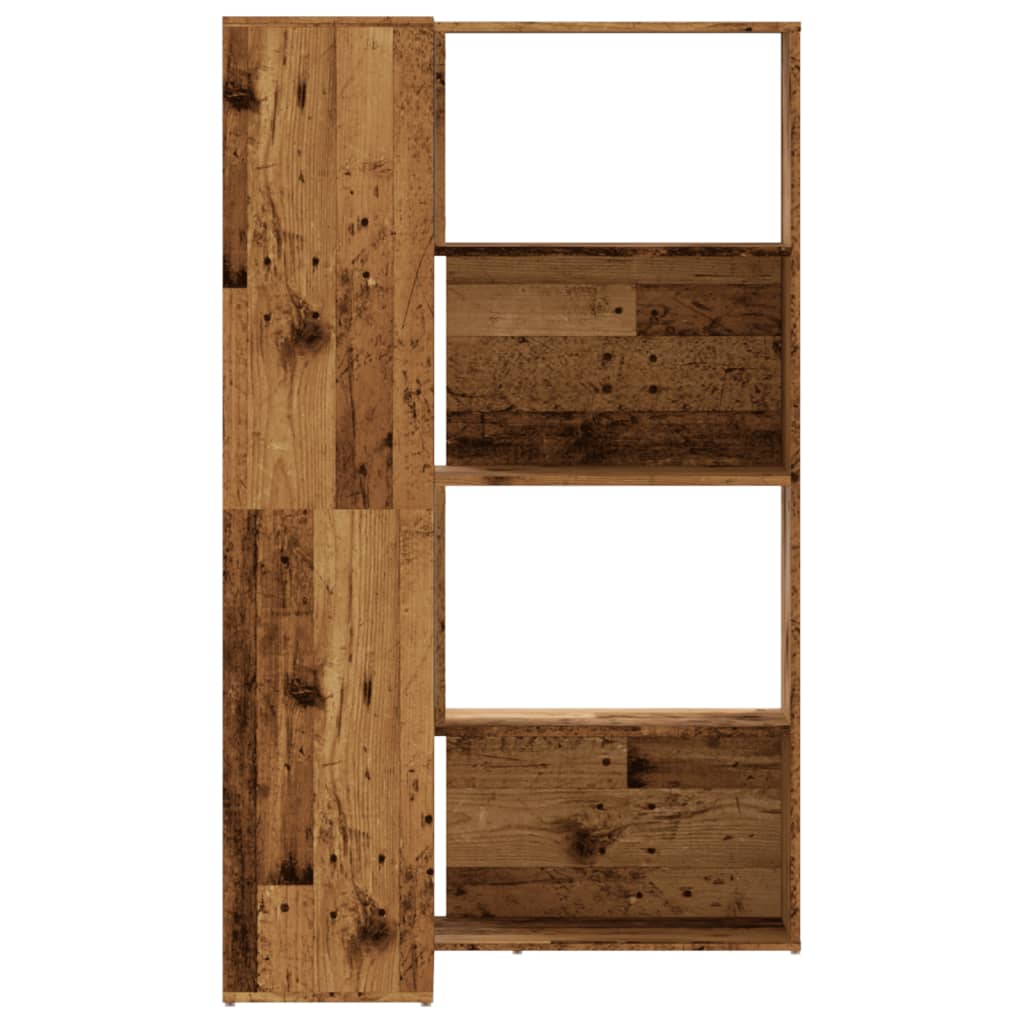 Boekenkast 4-laags hoek 85x85x140 cm bewerkt hout oud houtkleur is nu te koop bij PeponiXL, paradijselijk wonen!