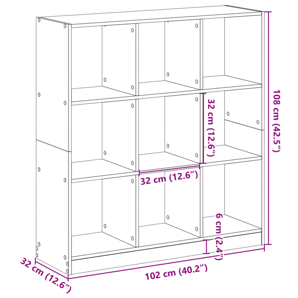 Boekenkast 102x32x108 cm bewerkt hout grijs sonoma eikenkleurig is nu te koop bij PeponiXL, paradijselijk wonen!