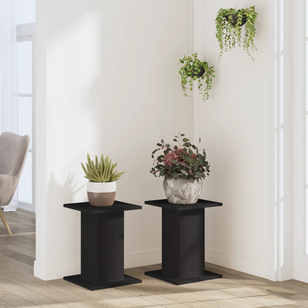 Plantenstandaards 2 st 30x30x40 cm bewerkt hout zwart