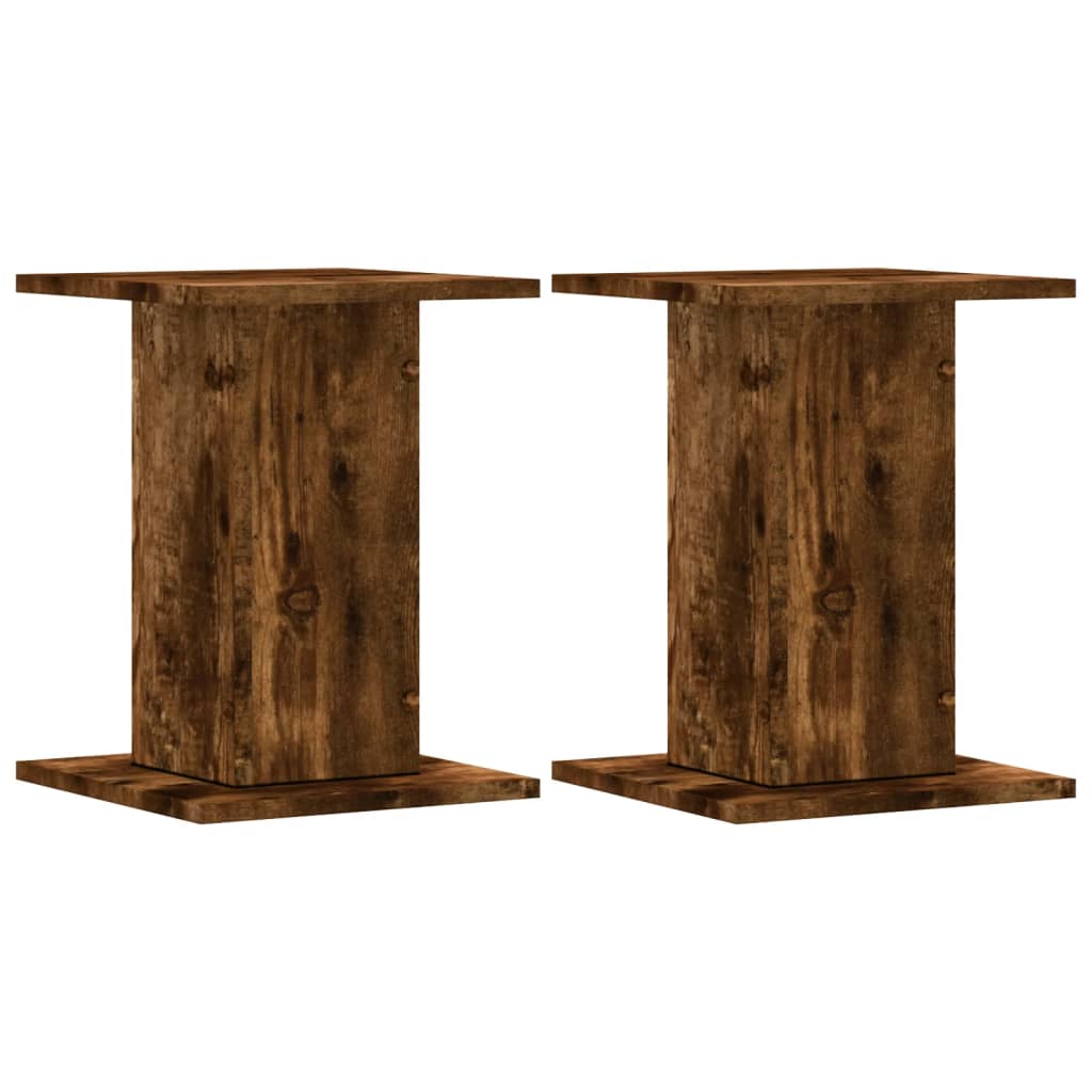 Plantenstandaards 2 st 30x30x40 cm bewerkt hout gerookt eiken