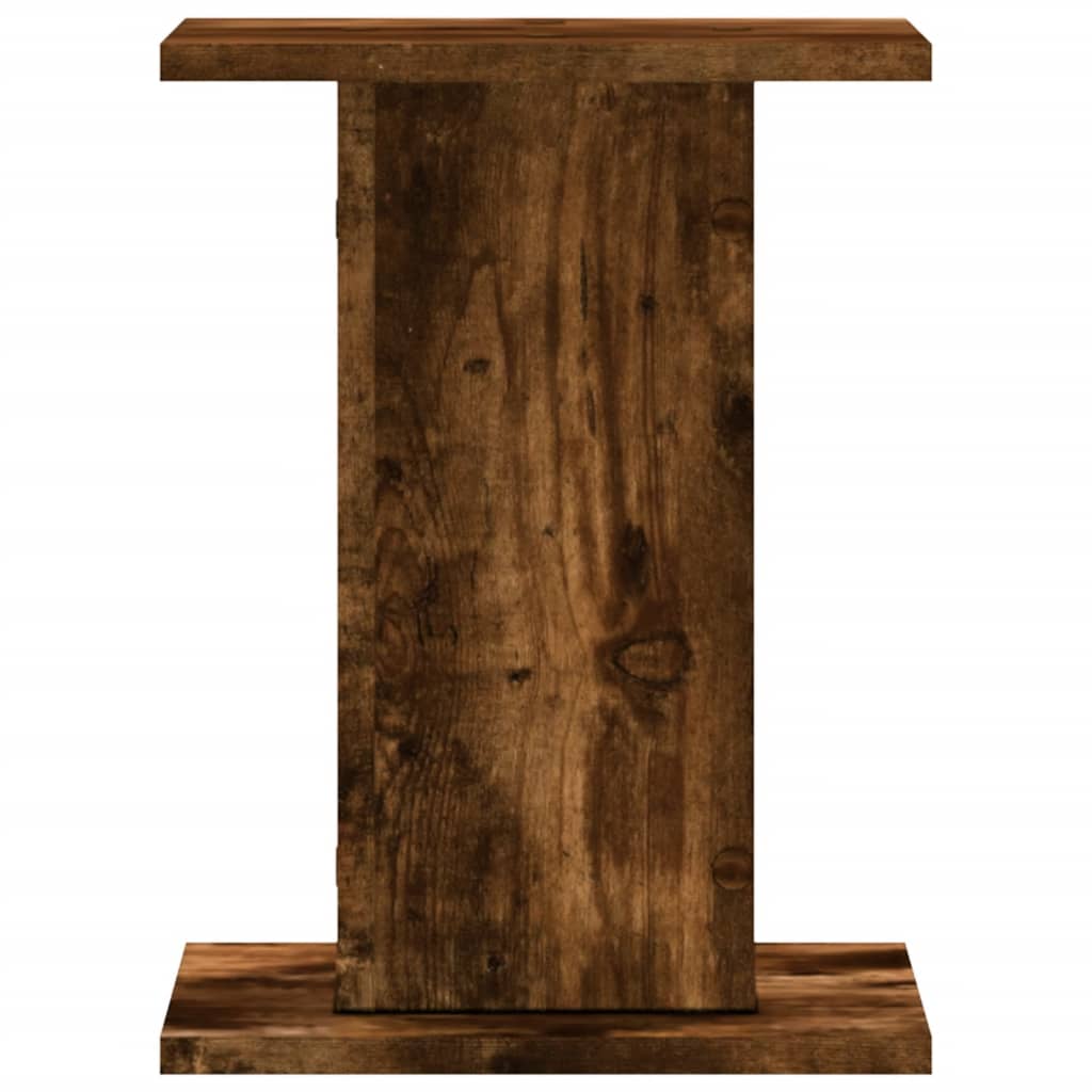Plantenstandaards 2 st 30x30x40 cm bewerkt hout gerookt eiken