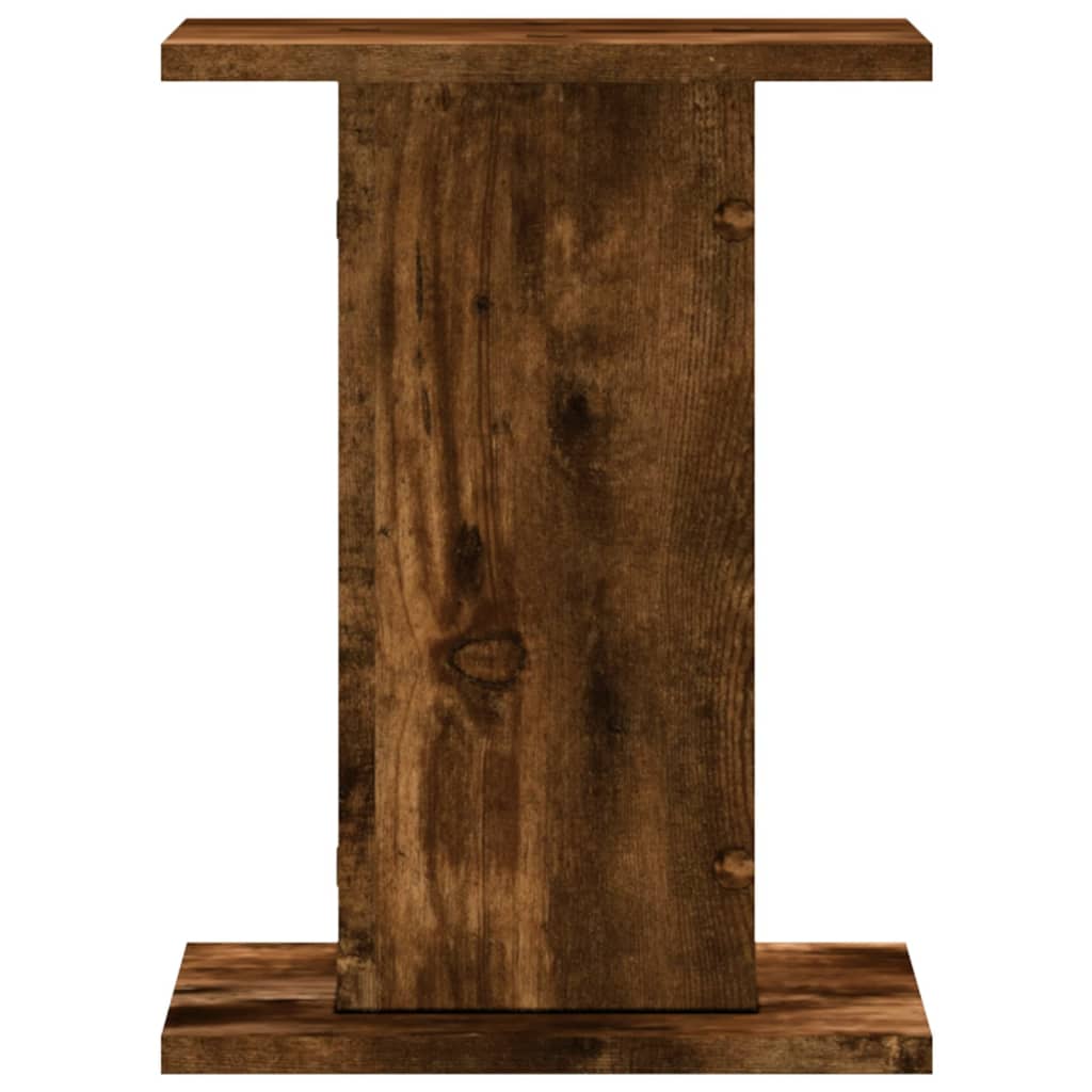 Plantenstandaards 2 st 30x30x40 cm bewerkt hout gerookt eiken
