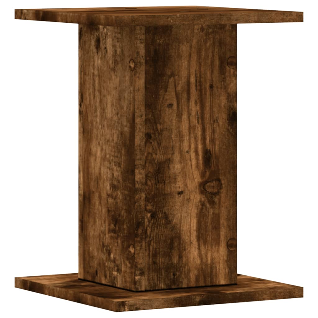 Plantenstandaards 2 st 30x30x40 cm bewerkt hout gerookt eiken