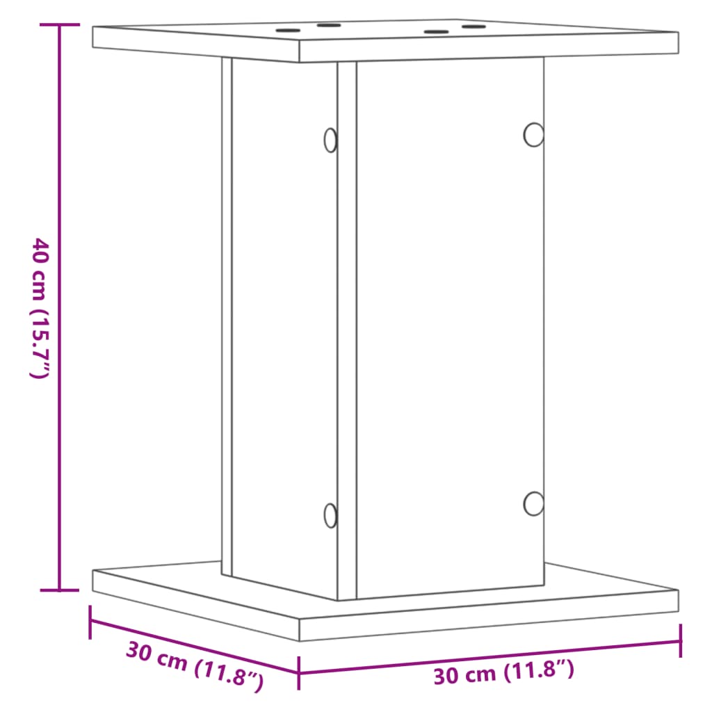 Plantenstandaards 2 st 30x30x40 cm hout artisanaal eiken