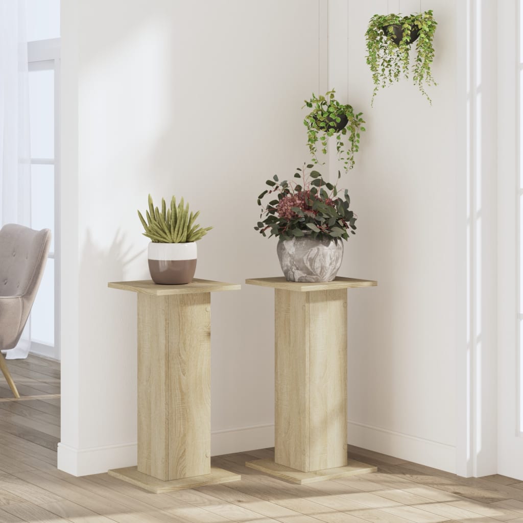 Plantenstandaards 2 st 30x30x60 cm bewerkt hout sonoma eiken is nu te koop bij PeponiXL, paradijselijk wonen!