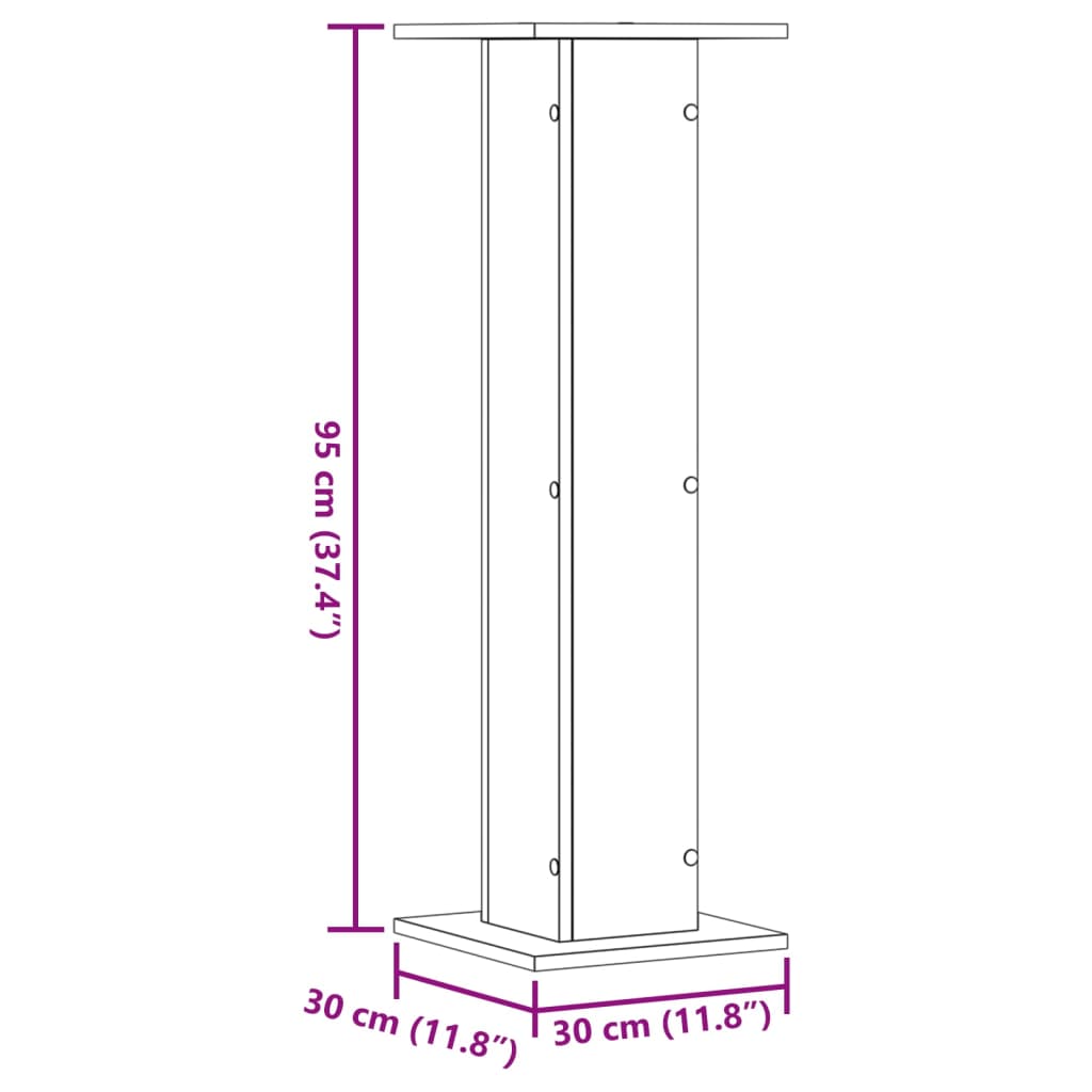 Plantenstandaards 2 st 30x30x95 cm bewerkt hout zwart is nu te koop bij PeponiXL, paradijselijk wonen!