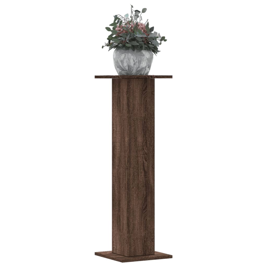 Plantenstandaards 2 st 30x30x95 cm bewerkt hout bruin eiken is nu te koop bij PeponiXL, paradijselijk wonen!