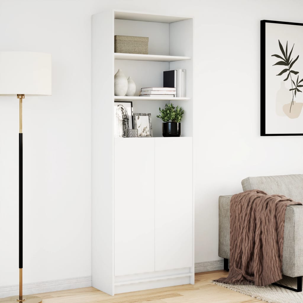 Hoge kast met LED 69x32,5x200 cm bewerkt hout wit is nu te koop bij PeponiXL, paradijselijk wonen!