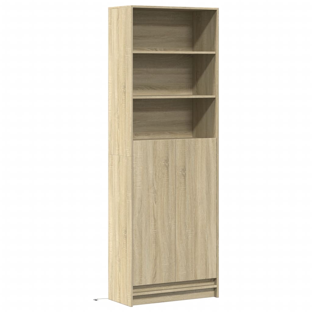 Hoge kast met LED 69x32,5x200 cm bewerkt hout sonoma eikenkleur is nu te koop bij PeponiXL, paradijselijk wonen!