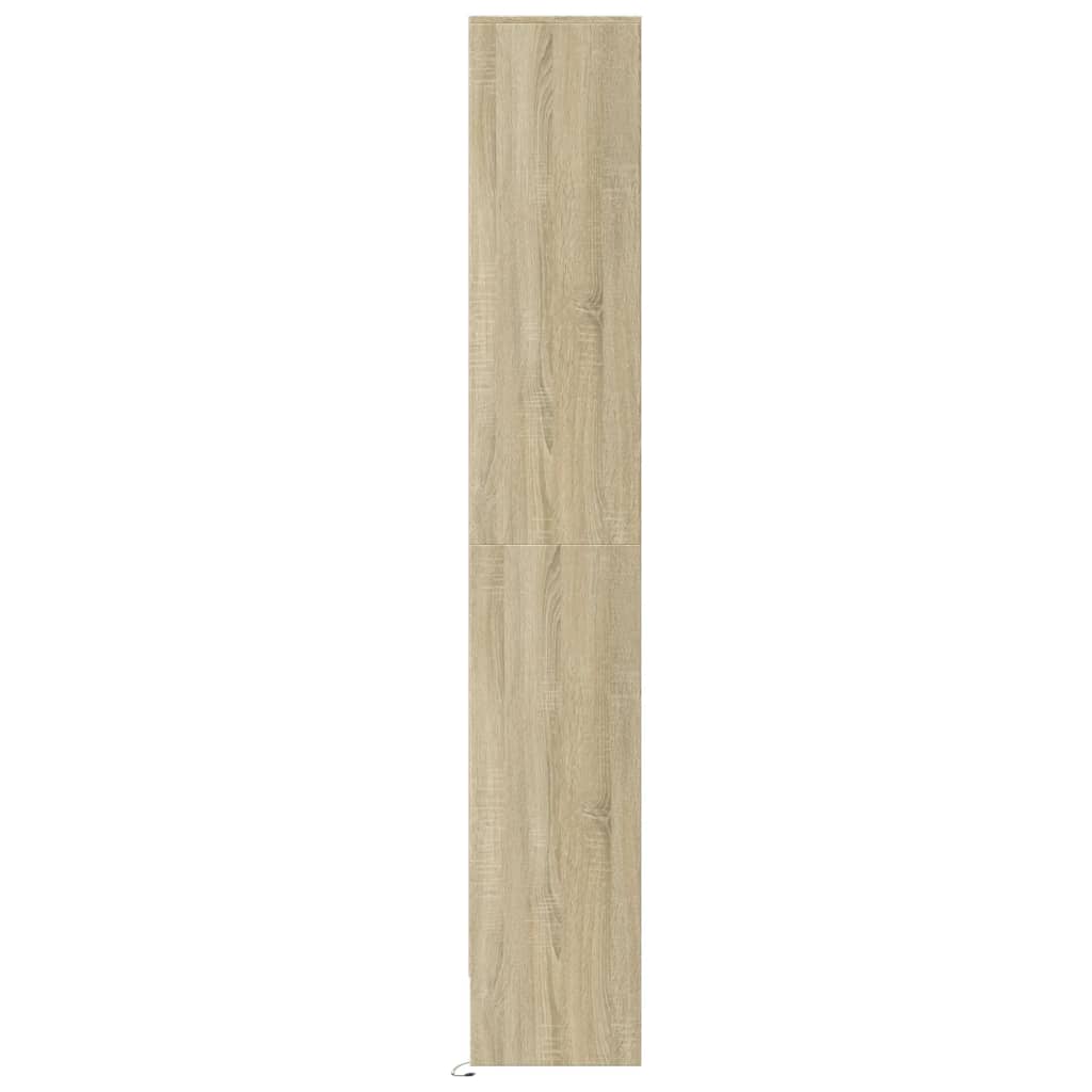Hoge kast met LED 69x32,5x200 cm bewerkt hout sonoma eikenkleur is nu te koop bij PeponiXL, paradijselijk wonen!