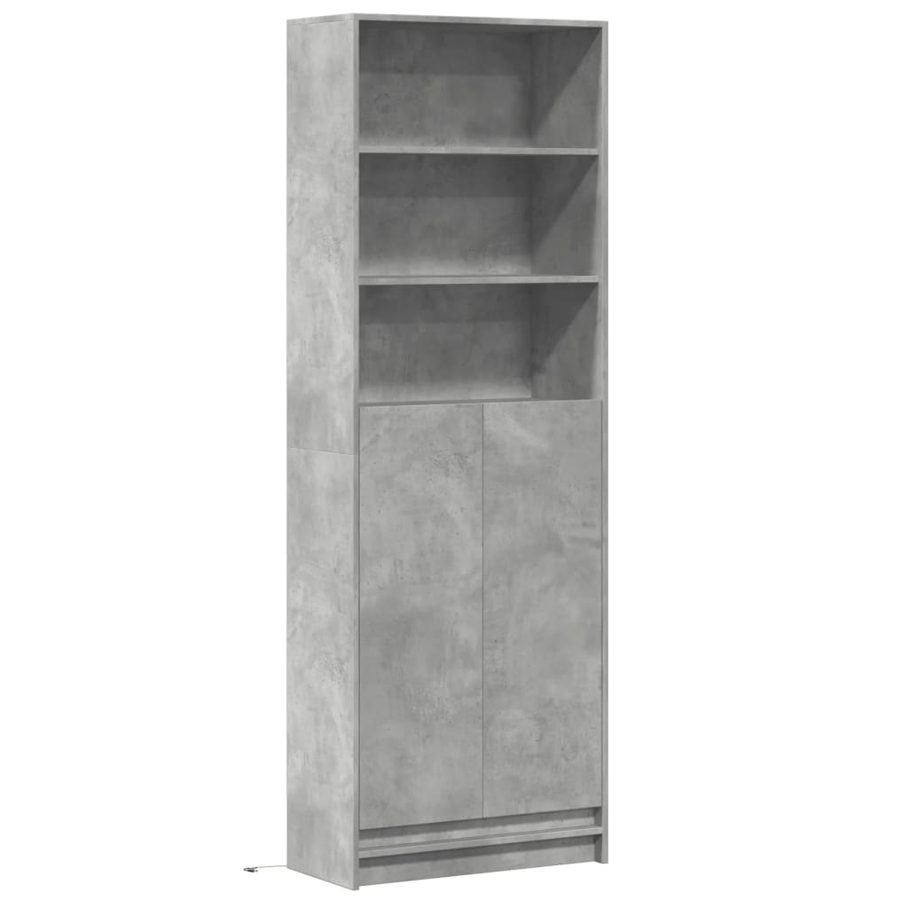 Hoge kast met LED 69x32,5x200 cm bewerkt hout betongrijs is nu te koop bij PeponiXL, paradijselijk wonen!