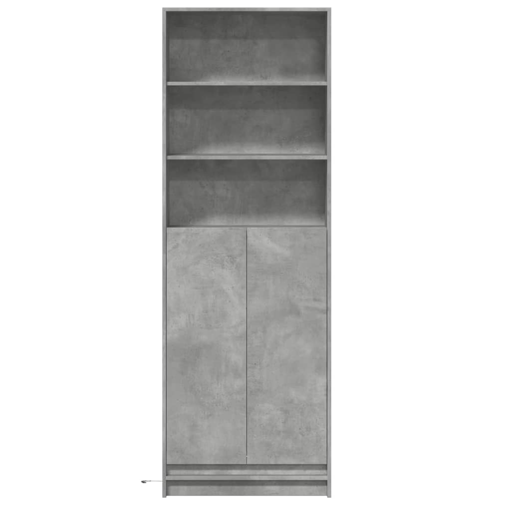 Hoge kast met LED 69x32,5x200 cm bewerkt hout betongrijs is nu te koop bij PeponiXL, paradijselijk wonen!