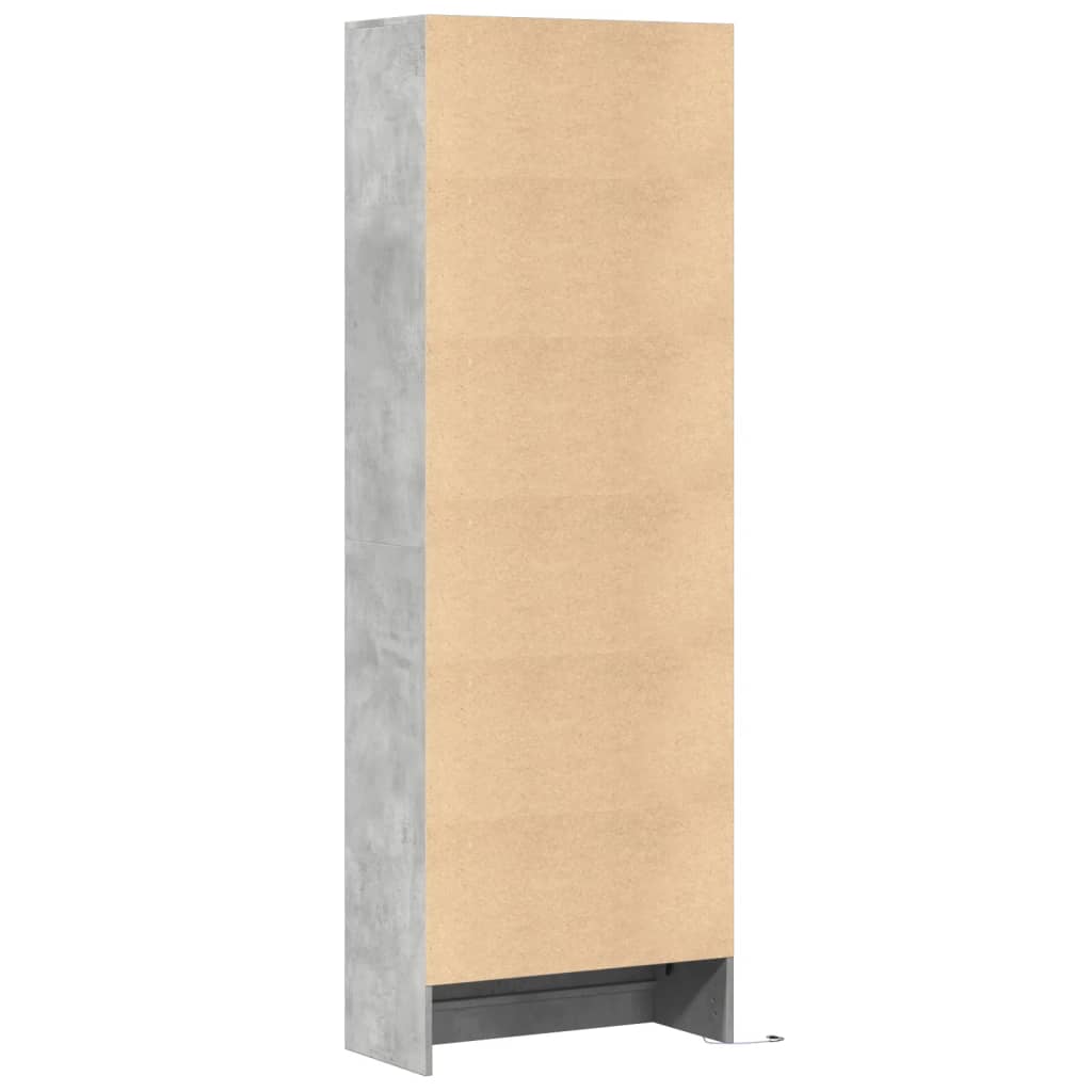 Hoge kast met LED 69x32,5x200 cm bewerkt hout betongrijs is nu te koop bij PeponiXL, paradijselijk wonen!