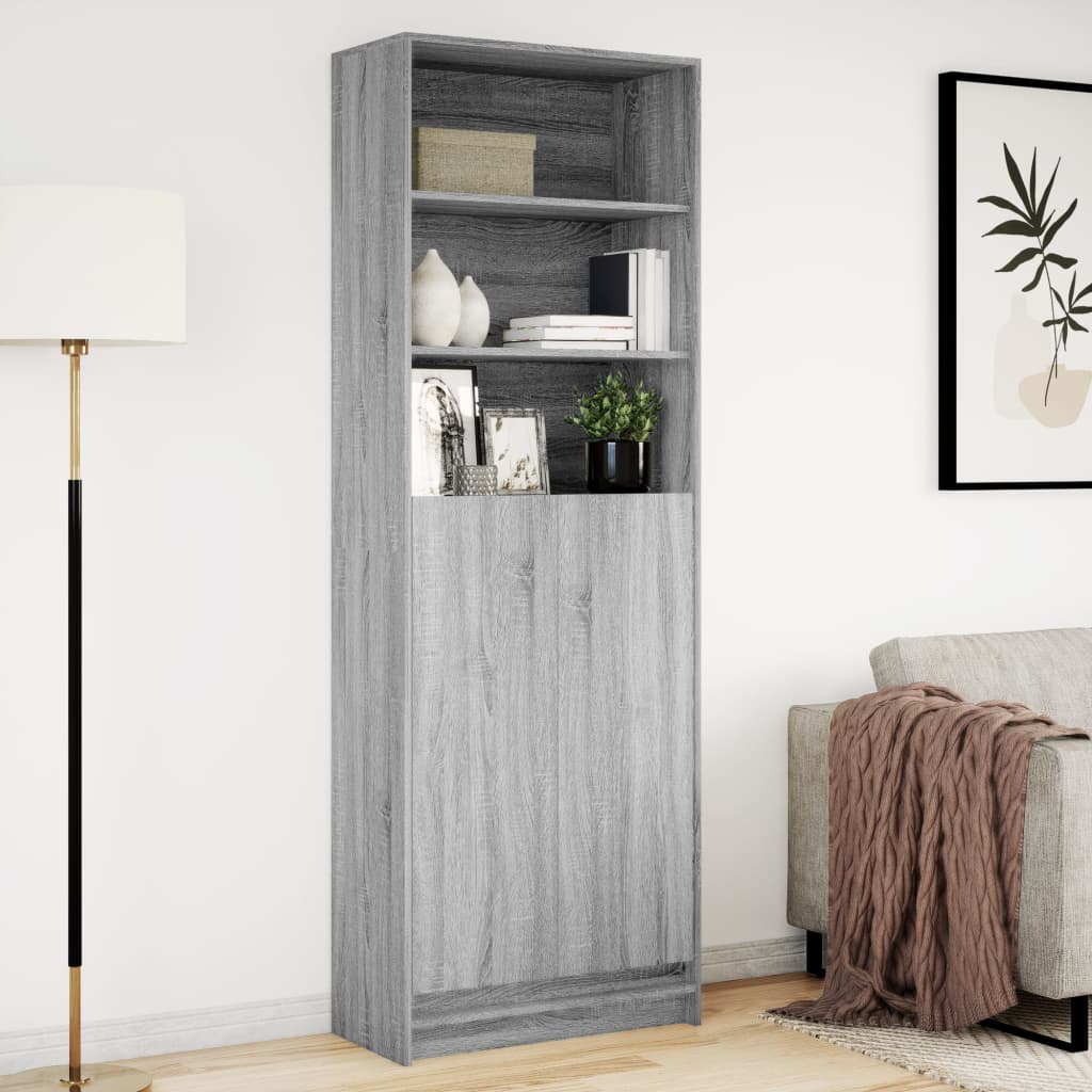 Hoge kast met LED 69x32,5x200 cm bewerkt hout grijs sonoma is nu te koop bij PeponiXL, paradijselijk wonen!
