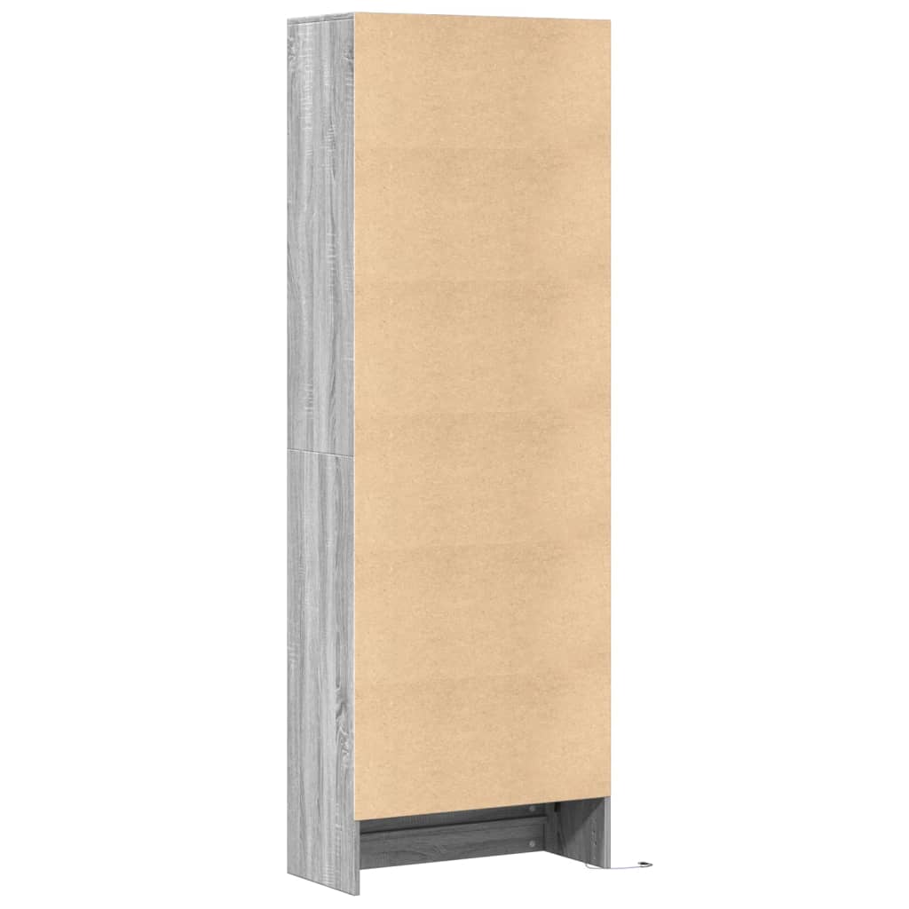Hoge kast met LED 69x32,5x200 cm bewerkt hout grijs sonoma is nu te koop bij PeponiXL, paradijselijk wonen!