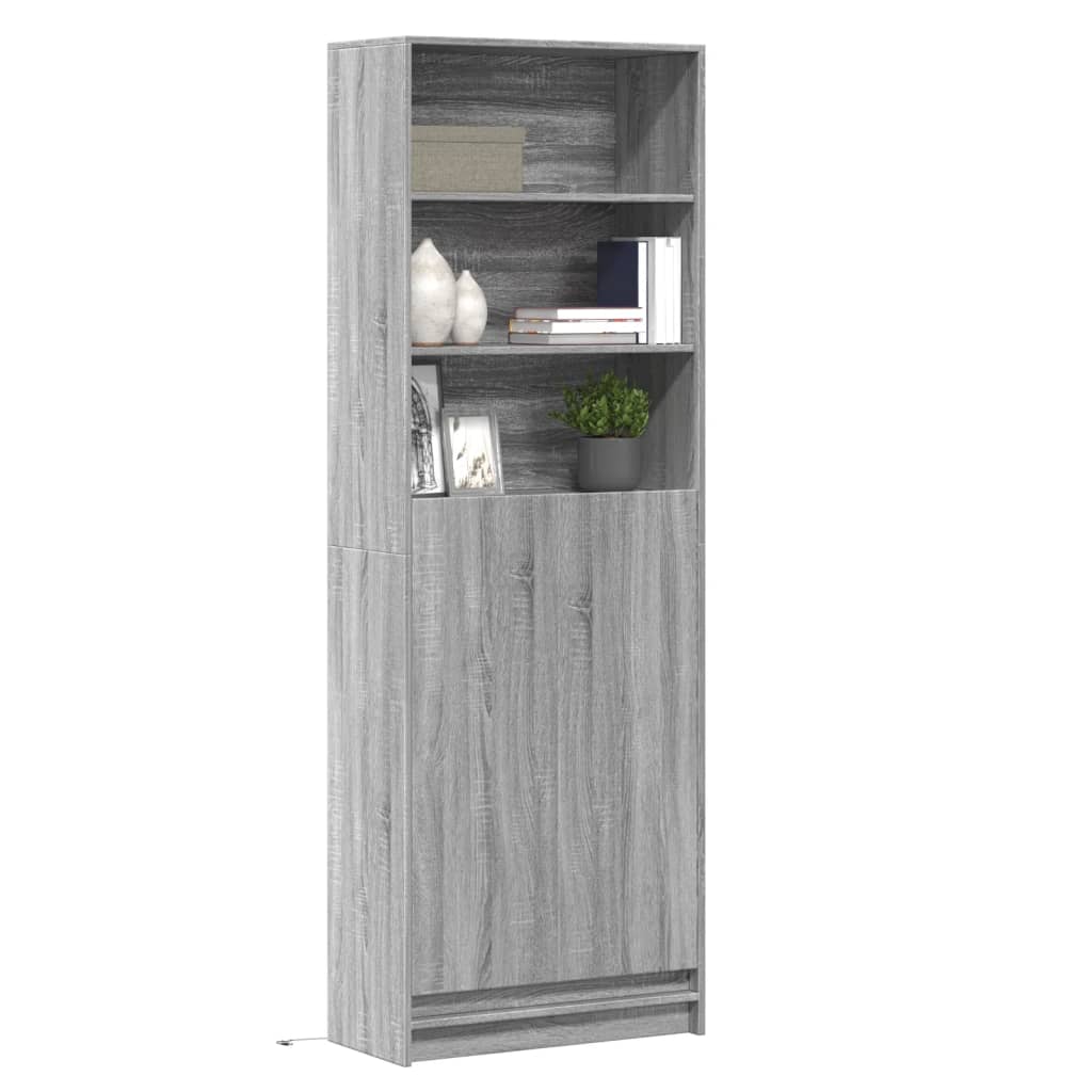 Hoge kast met LED 69x32,5x200 cm bewerkt hout grijs sonoma is nu te koop bij PeponiXL, paradijselijk wonen!