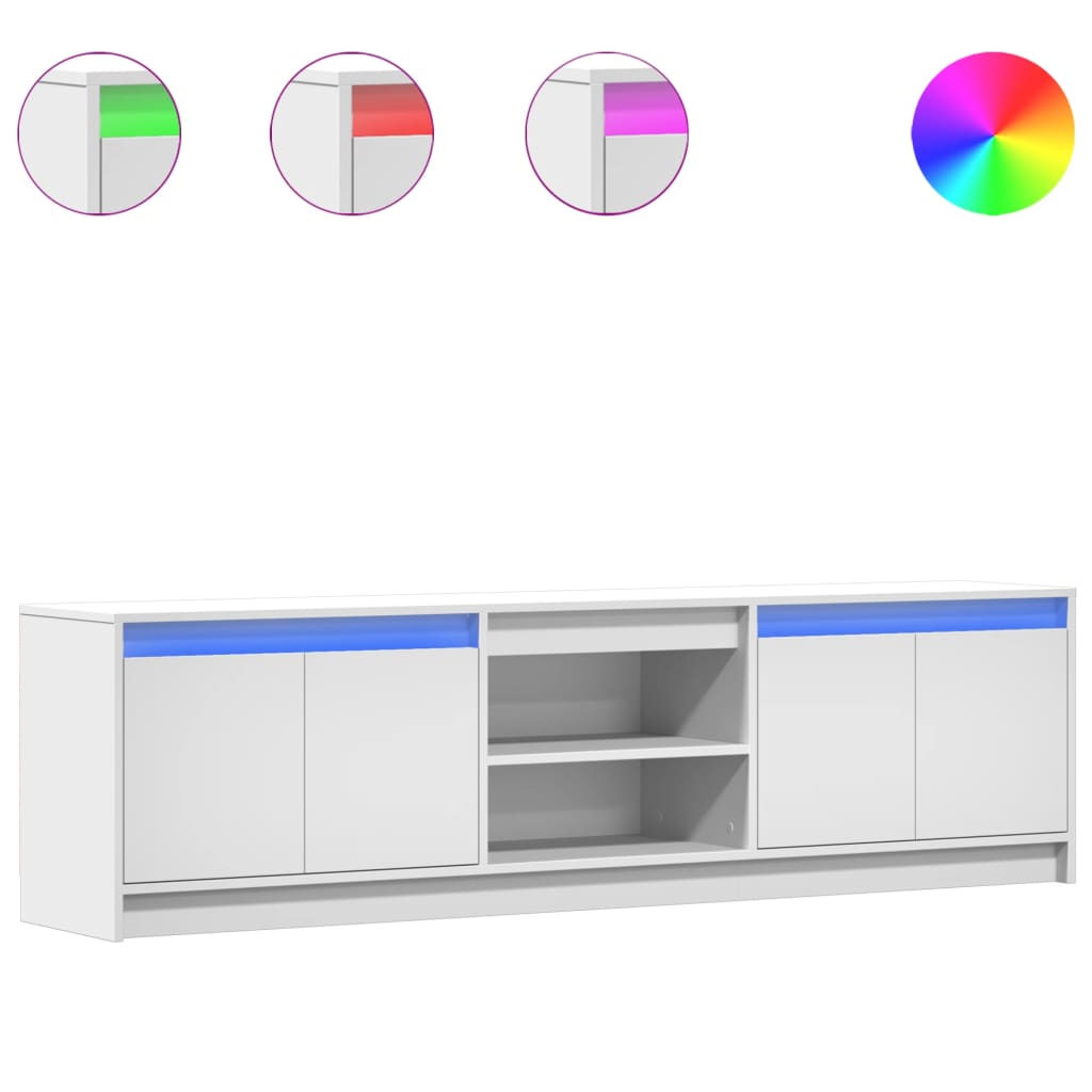 Tv-meubel met LED 180x34x50 cm bewerkt hout wit is nu te koop bij PeponiXL, paradijselijk wonen!