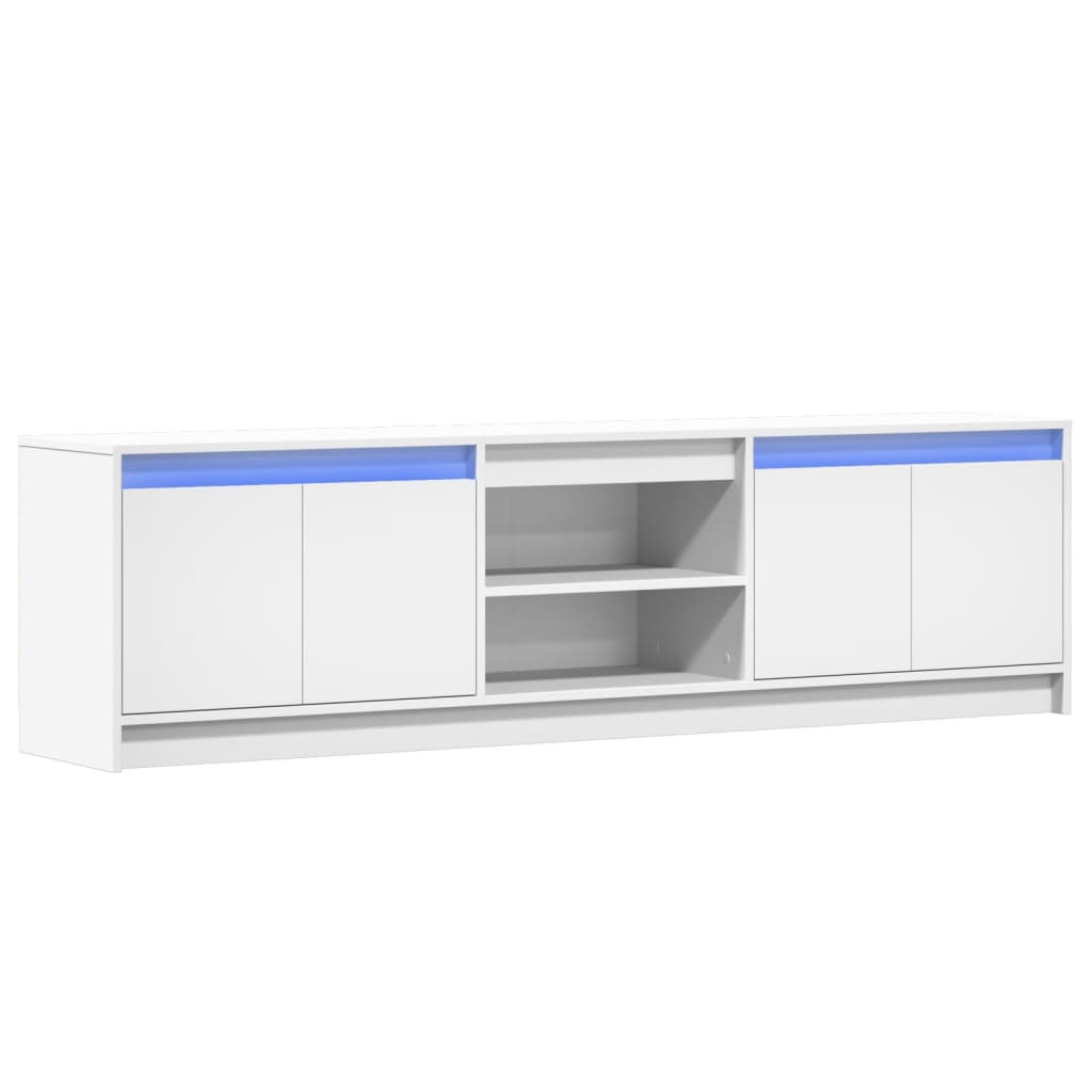 Tv-meubel met LED 180x34x50 cm bewerkt hout wit is nu te koop bij PeponiXL, paradijselijk wonen!