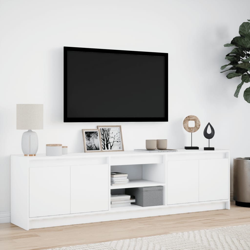 Tv-meubel met LED 180x34x50 cm bewerkt hout wit is nu te koop bij PeponiXL, paradijselijk wonen!