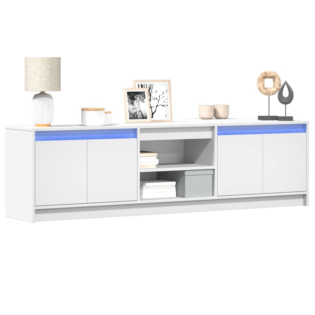 Tv-meubel met LED 180x34x50 cm bewerkt hout wit is nu te koop bij PeponiXL, paradijselijk wonen!