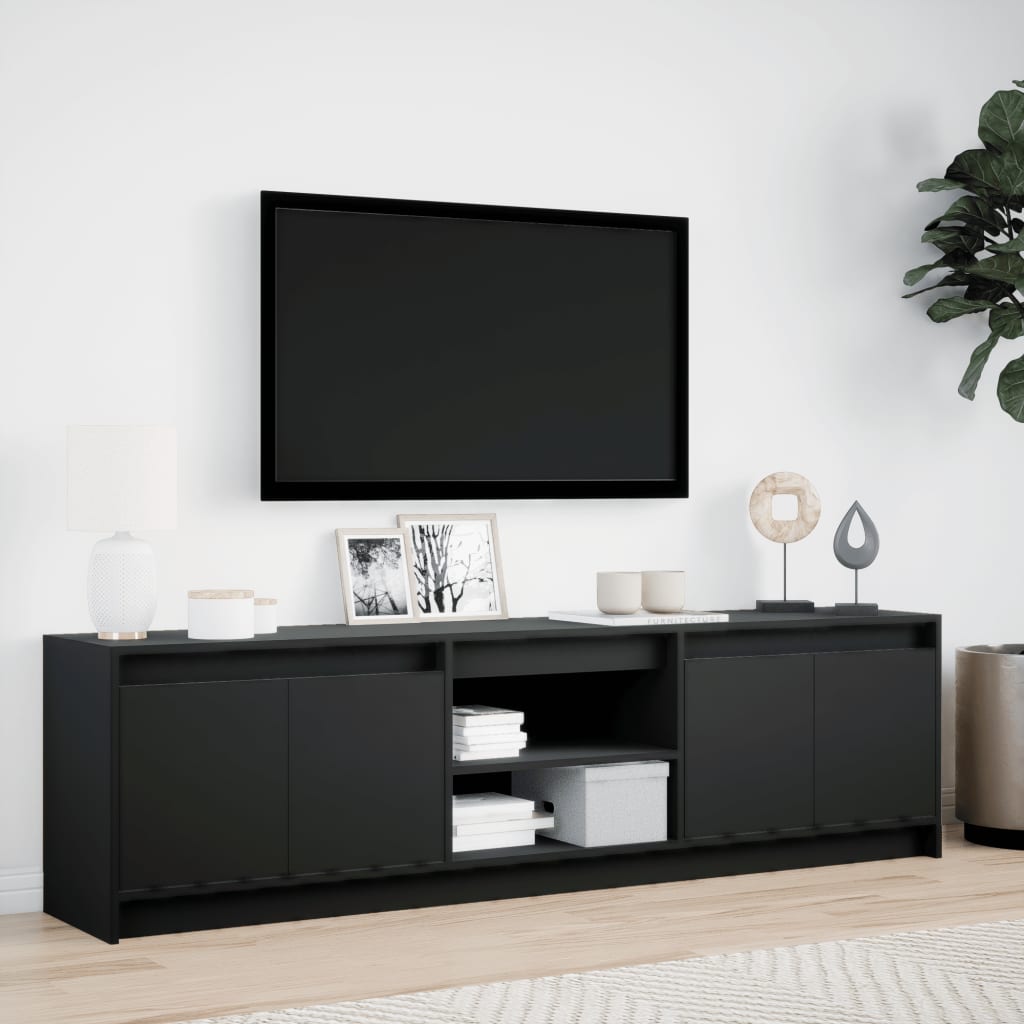 Tv-meubel met LED 180x34x50 cm bewerkt hout zwart is nu te koop bij PeponiXL, paradijselijk wonen!