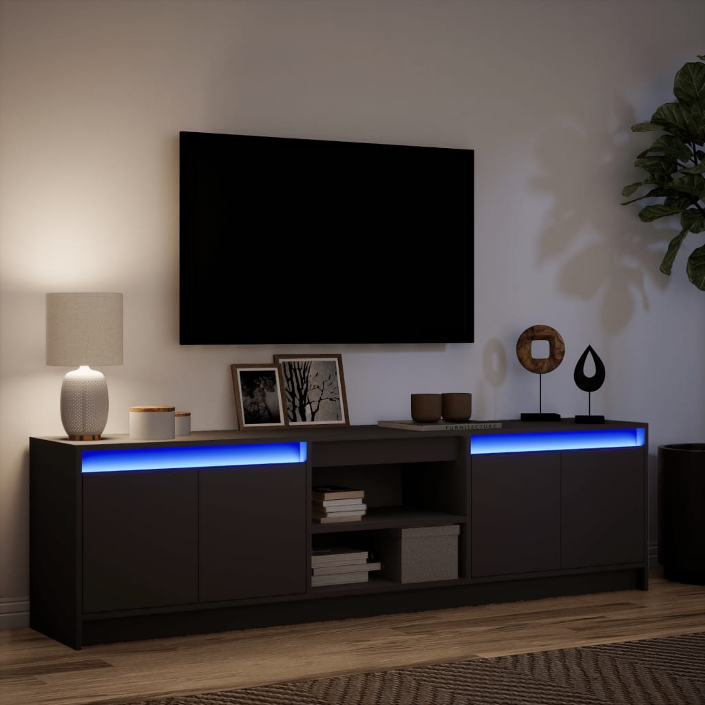 Tv-meubel met LED 180x34x50 cm bewerkt hout zwart is nu te koop bij PeponiXL, paradijselijk wonen!
