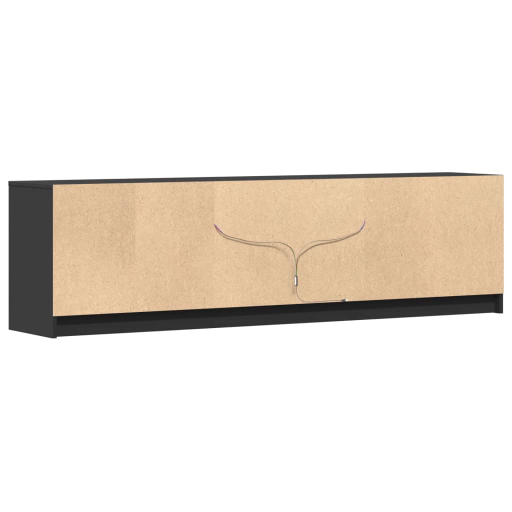 Tv-meubel met LED 180x34x50 cm bewerkt hout zwart is nu te koop bij PeponiXL, paradijselijk wonen!