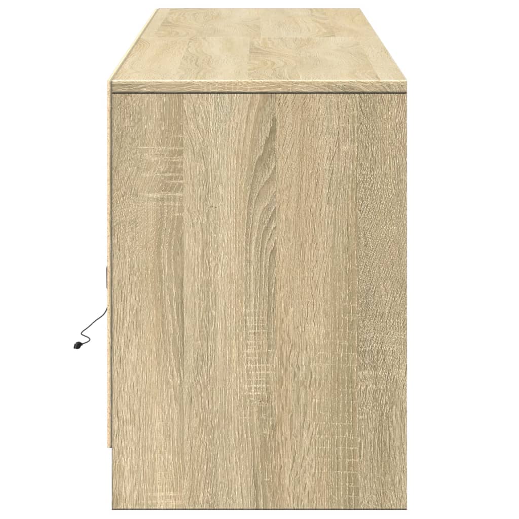 Tv-meubel met LED 180x34x50 cm bewerkt hout sonoma eikenkleurig is nu te koop bij PeponiXL, paradijselijk wonen!