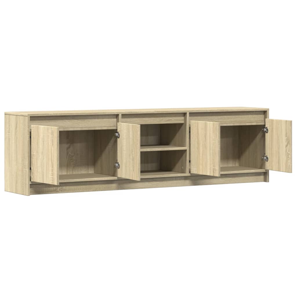 Tv-meubel met LED 180x34x50 cm bewerkt hout sonoma eikenkleurig is nu te koop bij PeponiXL, paradijselijk wonen!