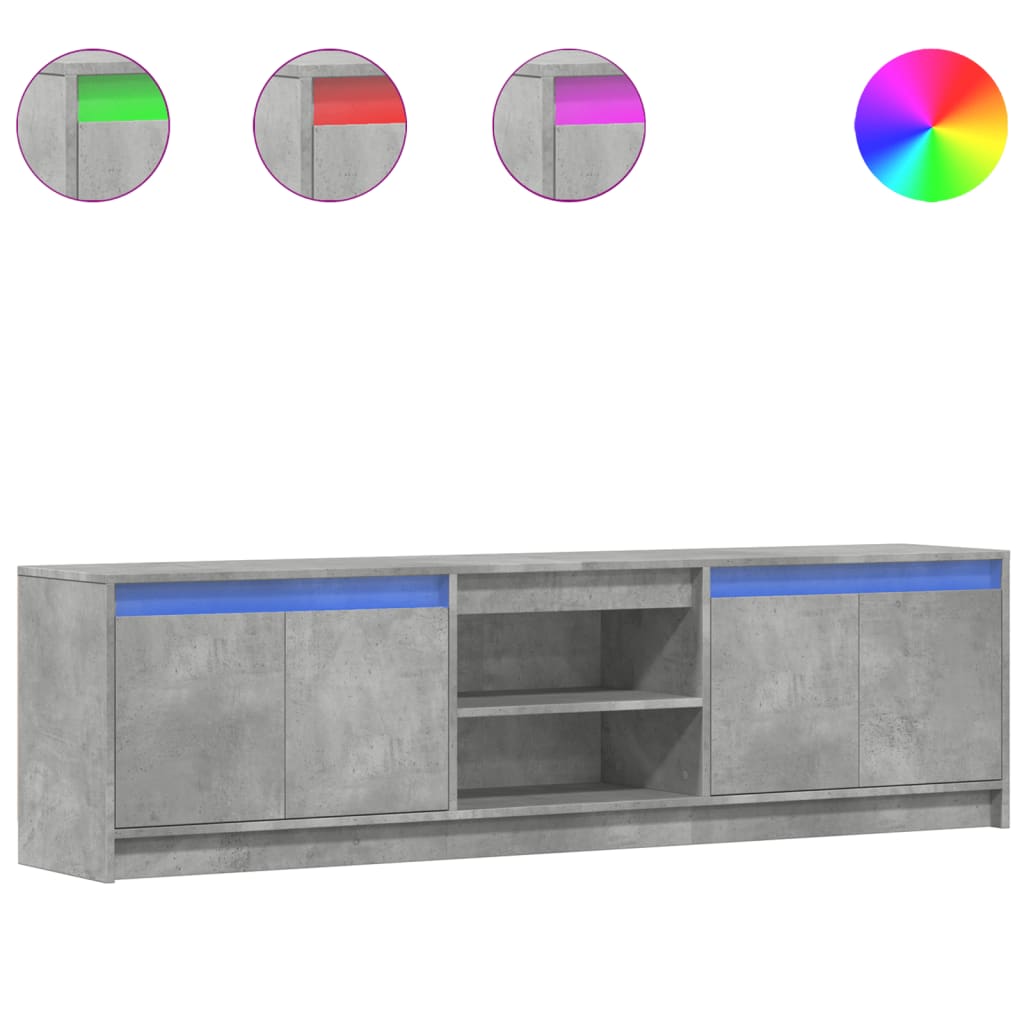 Tv-meubel met LED 180x34x50 cm bewerkt hout betongrijs is nu te koop bij PeponiXL, paradijselijk wonen!