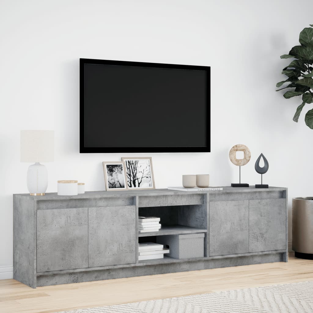 Tv-meubel met LED 180x34x50 cm bewerkt hout betongrijs is nu te koop bij PeponiXL, paradijselijk wonen!