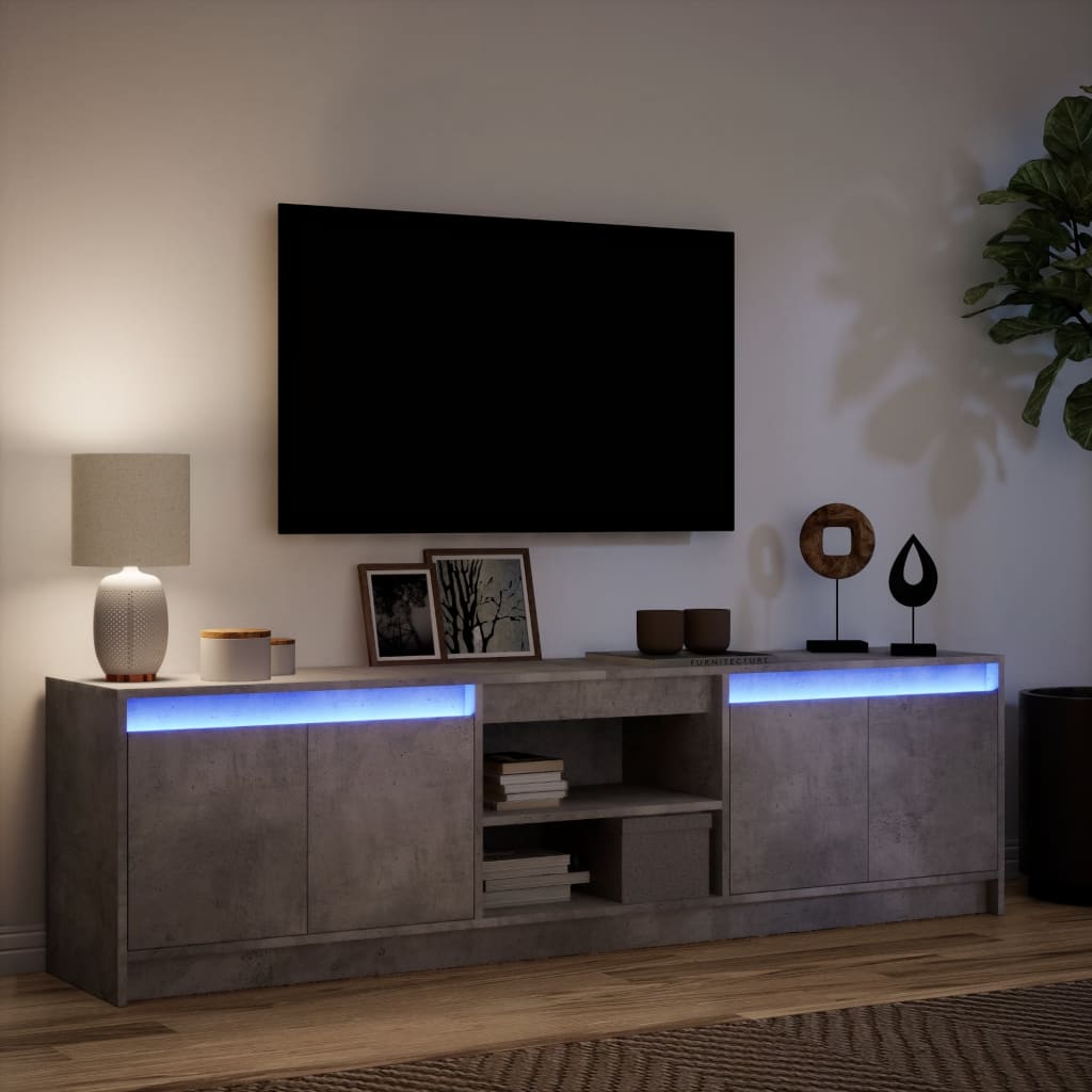 Tv-meubel met LED 180x34x50 cm bewerkt hout betongrijs is nu te koop bij PeponiXL, paradijselijk wonen!