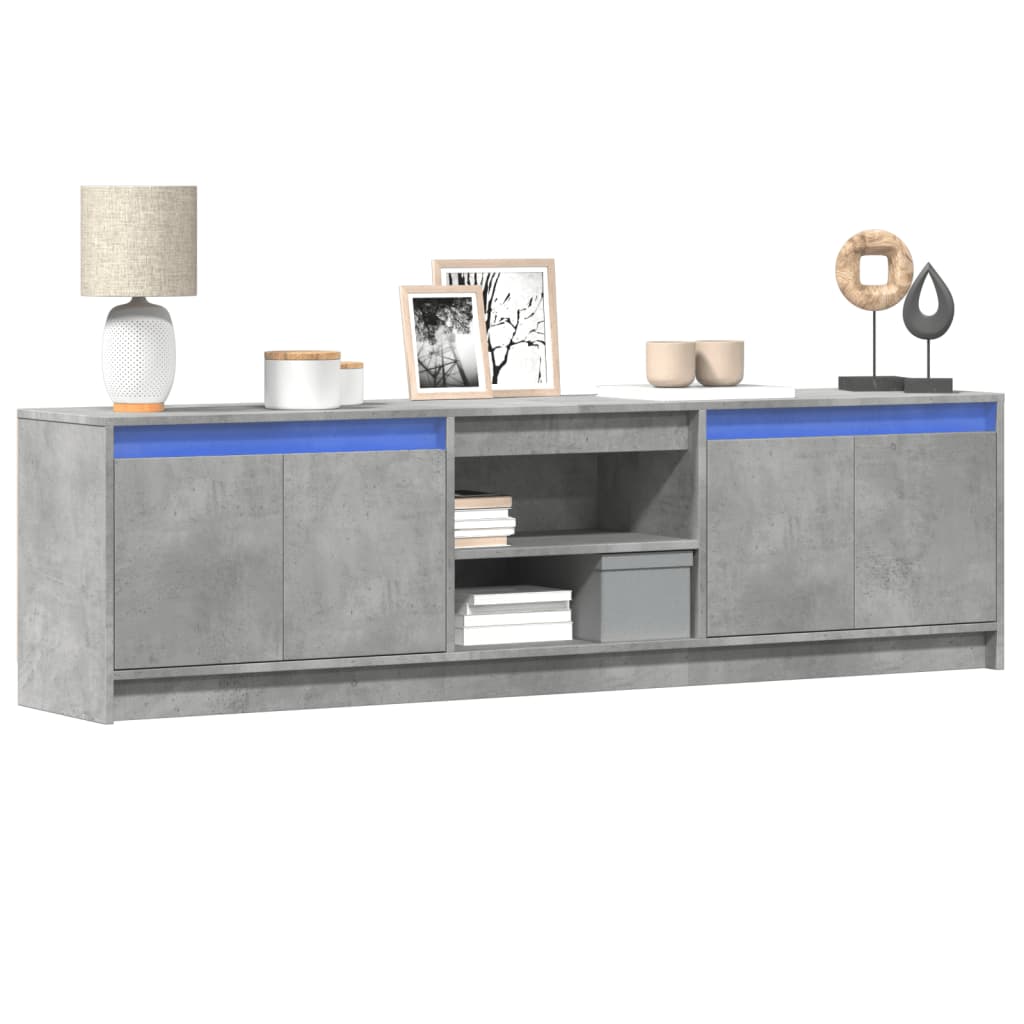 Tv-meubel met LED 180x34x50 cm bewerkt hout betongrijs is nu te koop bij PeponiXL, paradijselijk wonen!