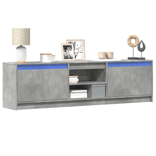 Tv-meubel met LED 180x34x50 cm bewerkt hout betongrijs is nu te koop bij PeponiXL, paradijselijk wonen!